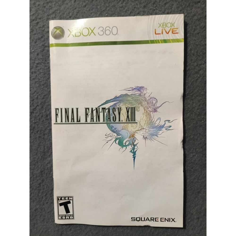 FINAL FANTASY XIII Manual Xbox 360 Original Game Booklet Square Enix
